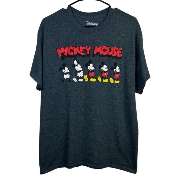 Disney Mickey Mouse Evolution Graphic T-Shirt Charcoal Gray L - Picture 1 of 7